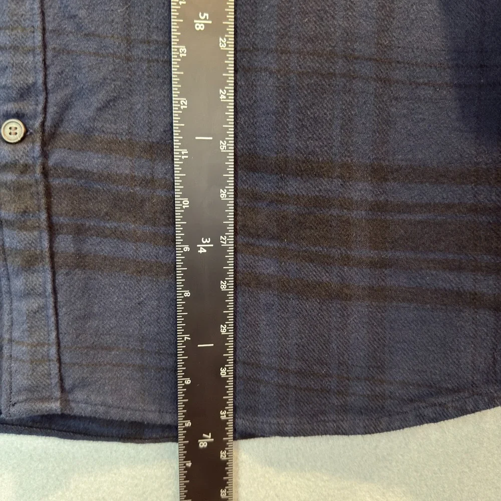 Banana Republic Heavyweight Flannel Shirt Mens Large Blue Black Standard Fit